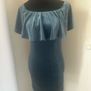 Forever 21 Green Ruffled Sheath Mini Dress